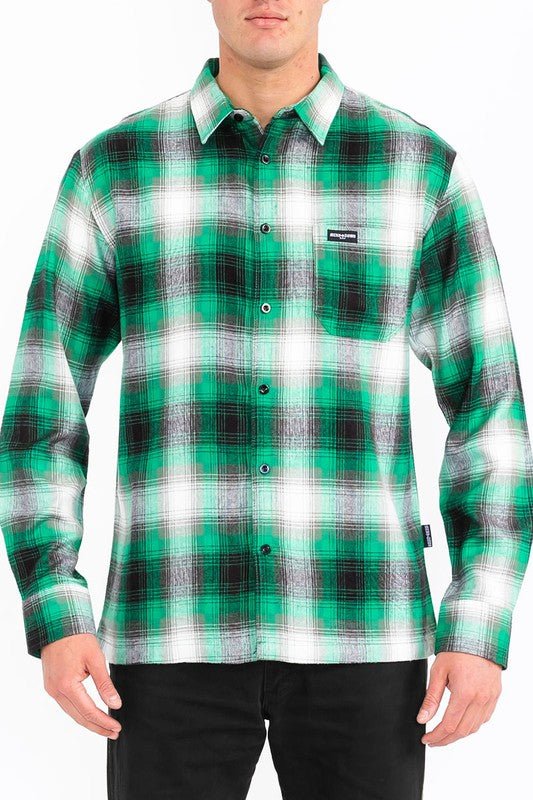 Mens Plaid Long Sleeve Flannel - Blu Lotus Boutique