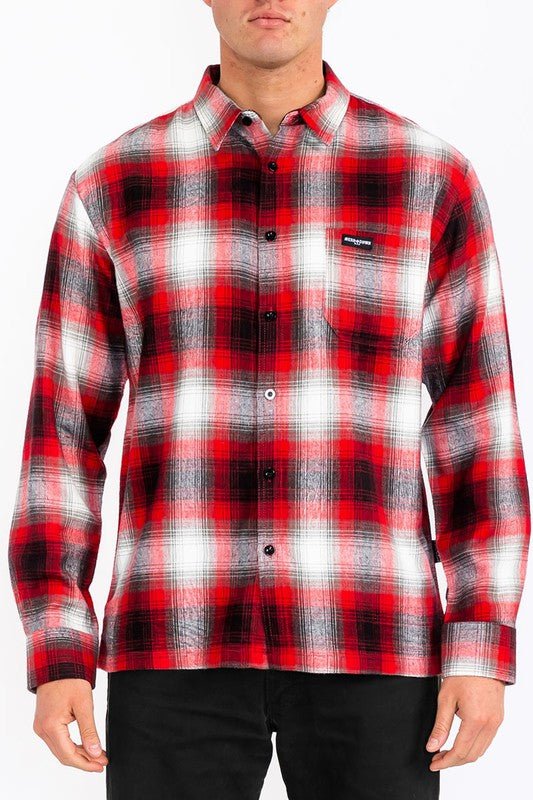 Mens Plaid Long Sleeve Flannel - Blu Lotus Boutique
