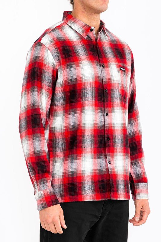 Mens Plaid Long Sleeve Flannel - Blu Lotus Boutique