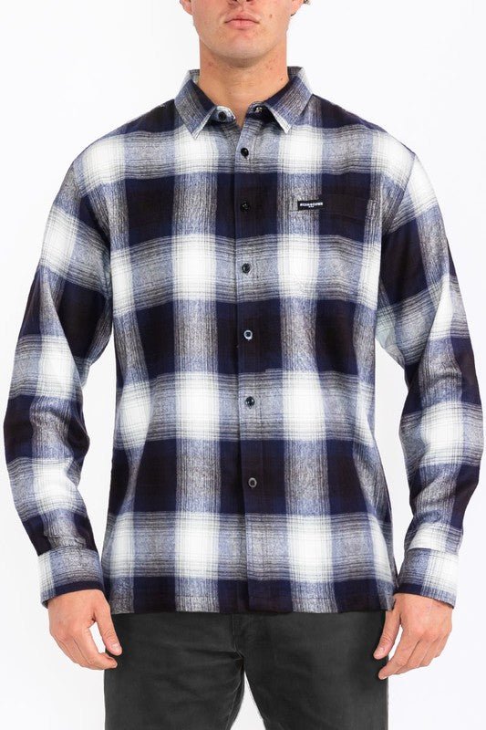 Mens Plaid Long Sleeve Flannel - Blu Lotus Boutique