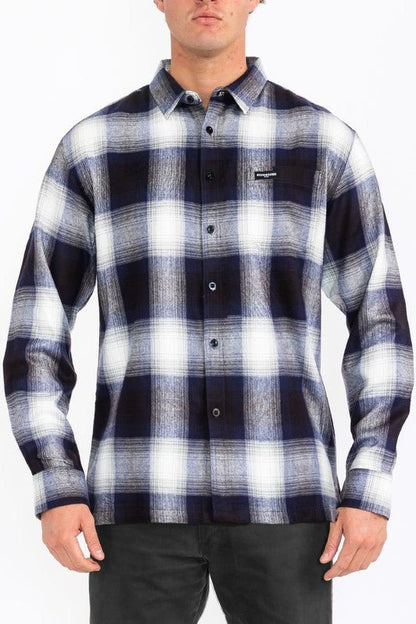 Mens Plaid Long Sleeve Flannel - Blu Lotus Boutique