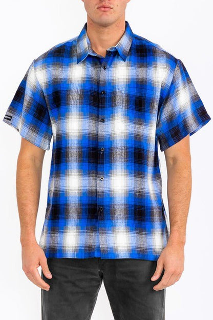 Mens Plaid Short Sleeve Flannel - Blu Lotus Boutique