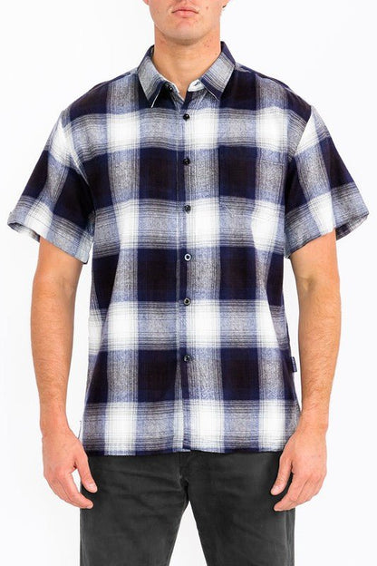 Mens Plaid Short Sleeve Flannel - Blu Lotus Boutique