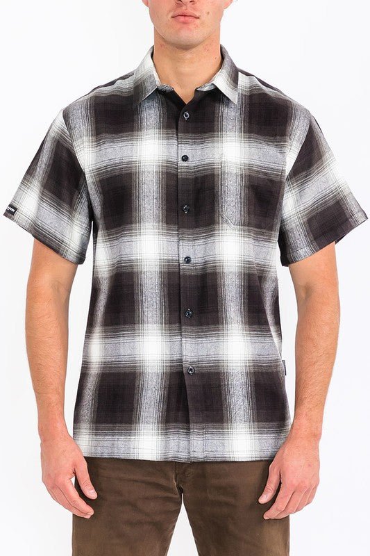 Mens Plaid Short Sleeve Flannel - Blu Lotus Boutique