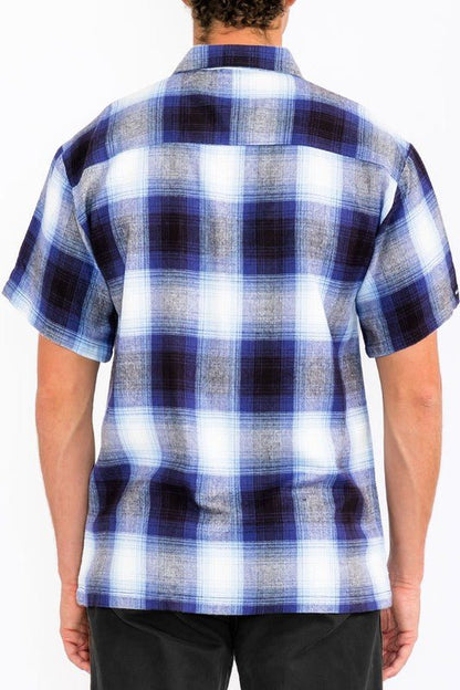 Mens Plaid Short Sleeve Flannel - Blu Lotus Boutique