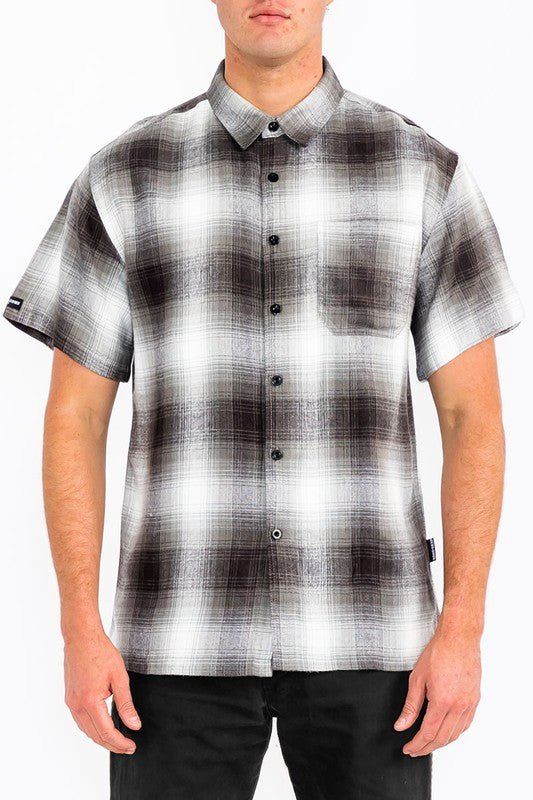 Mens Plaid Short Sleeve Flannel - Blu Lotus Boutique