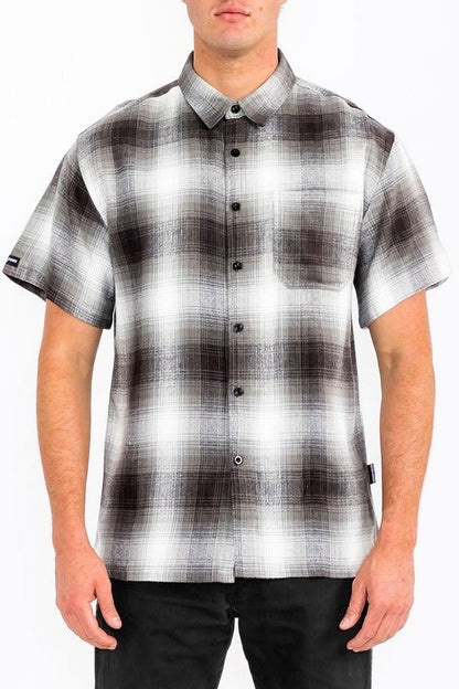 Mens Plaid Short Sleeve Flannel - Blu Lotus Boutique