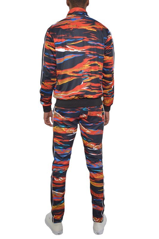 MENS PRINT FULL ZIP TRACK SUIT SET - Blu Lotus Boutique
