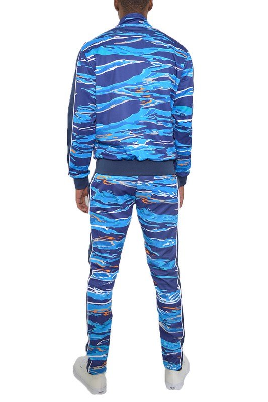 MENS PRINT FULL ZIP TRACK SUIT SET - Blu Lotus Boutique