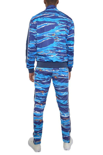 MENS PRINT FULL ZIP TRACK SUIT SET - Blu Lotus Boutique