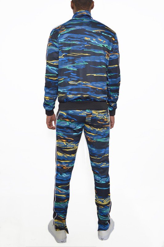 MENS PRINT FULL ZIP TRACK SUIT SET - Blu Lotus Boutique
