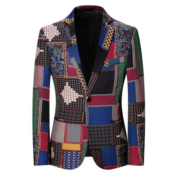 Mens Slim Fit 2 Piece Patterned Party Suit Set - Blu Lotus Boutique