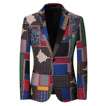 Mens Slim Fit 2 Piece Patterned Party Suit Set - Blu Lotus Boutique