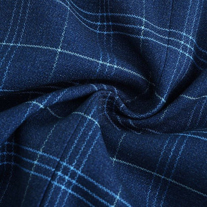 Mens Slim Fit Windowpane 1 Button Blazer Jacket - Blu Lotus Boutique