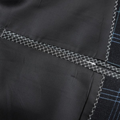 Mens Slim Fit Windowpane 1 Button Blazer Jacket - Blu Lotus Boutique