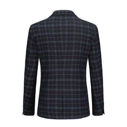 Mens Slim Fit Windowpane 1 Button Blazer Jacket - Blu Lotus Boutique