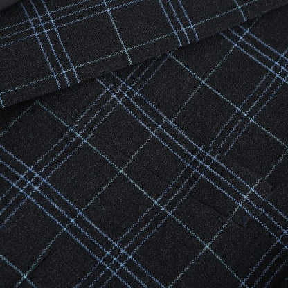 Mens Slim Fit Windowpane 1 Button Blazer Jacket - Blu Lotus Boutique