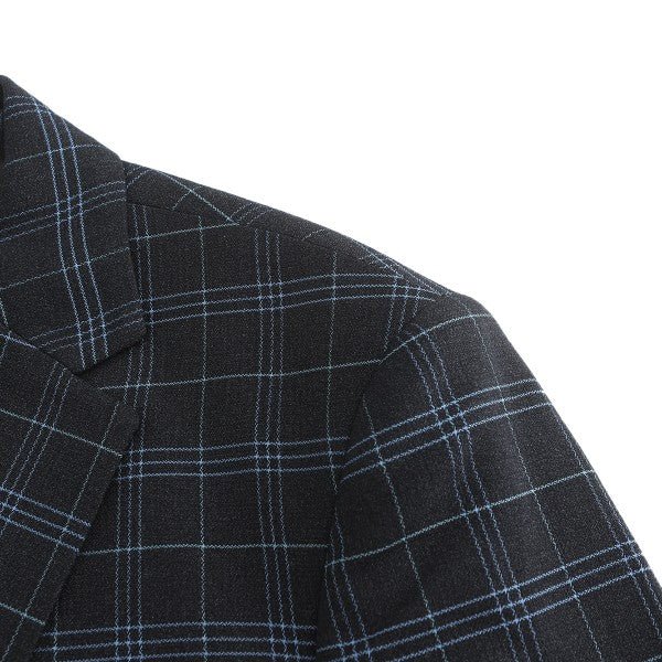 Mens Slim Fit Windowpane 1 Button Blazer Jacket - Blu Lotus Boutique