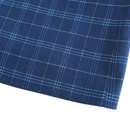 Mens Slim Fit Windowpane 1 Button Blazer Jacket - Blu Lotus Boutique