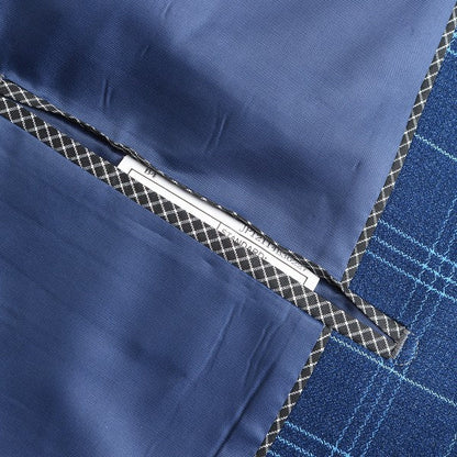Mens Slim Fit Windowpane 1 Button Blazer Jacket - Blu Lotus Boutique