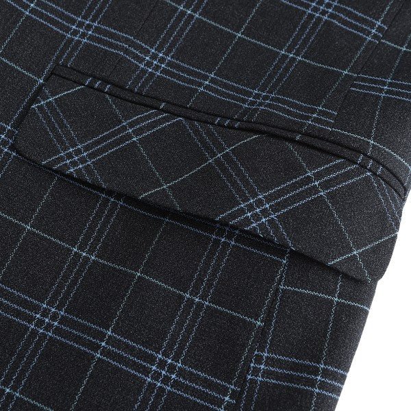 Mens Slim Fit Windowpane 1 Button Blazer Jacket - Blu Lotus Boutique