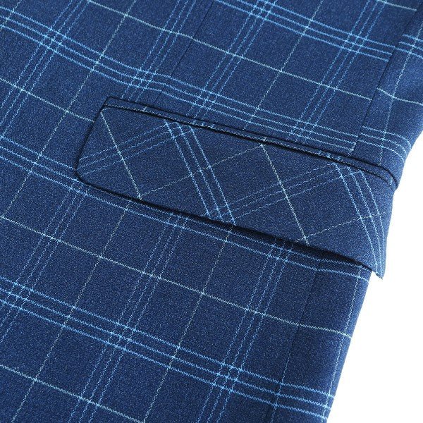Mens Slim Fit Windowpane 1 Button Blazer Jacket - Blu Lotus Boutique