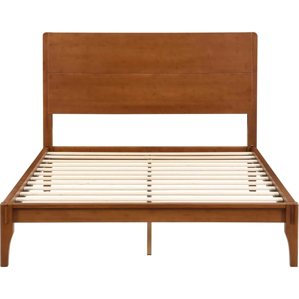 Merax Full Size Bamboo Platform Bed, Mid - Century Modern Bed Frame with Tall Headboard, Solid Sustainable Bedframe Full - Size, Woo - Blu Lotus Boutique