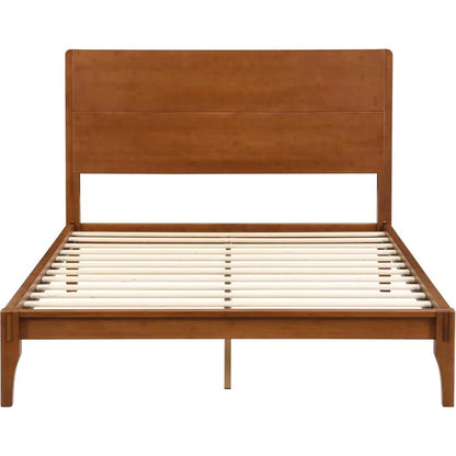 Merax Full Size Bamboo Platform Bed, Mid - Century Modern Bed Frame with Tall Headboard, Solid Sustainable Bedframe Full - Size, Woo - Blu Lotus Boutique