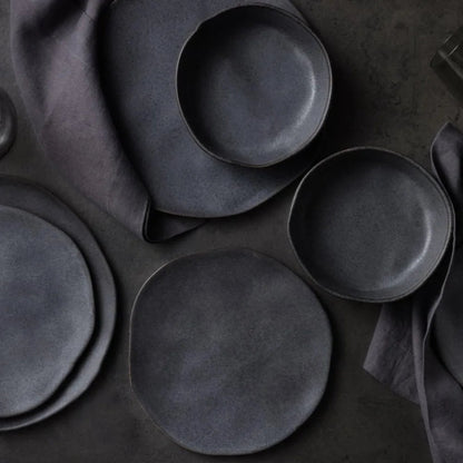 Mercer Project HEKONDA Modern Stoneware 16 - Piece Dinnerware Set, Gray, Plate and Bowl Set for 4 - Blu Lotus Boutique