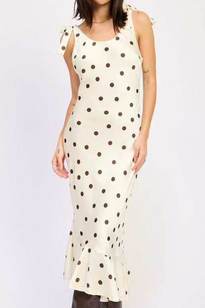 MERMAID MAXI DRESS WITH SHOULDER TIE - Blu Lotus Boutique