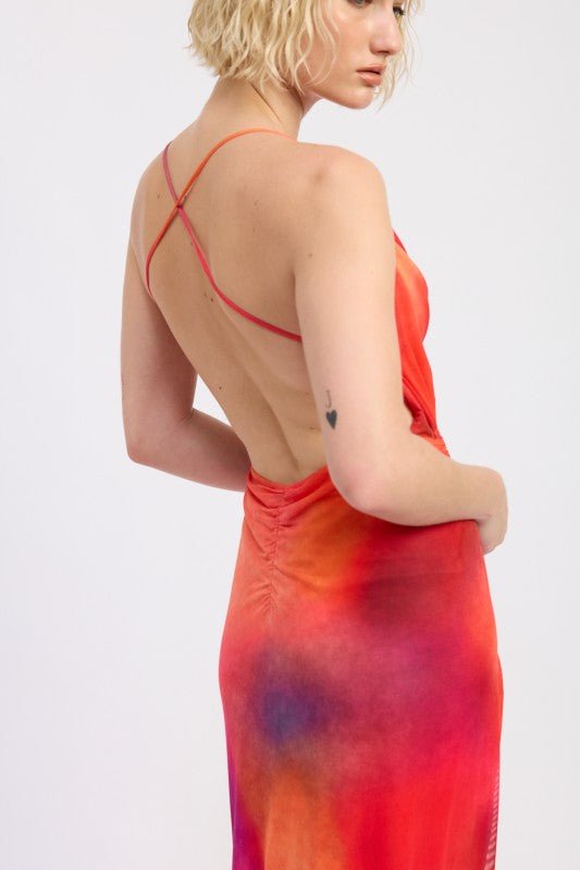 MESH CROSSBACK MAXI DRESS - Blu Lotus Boutique