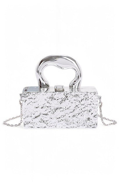Metallic Top Handle Acrylic Box Clutch Bag - Blu Lotus Boutique