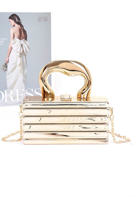 Metallic Top Handle Acrylic Box Clutch Bag - Blu Lotus Boutique