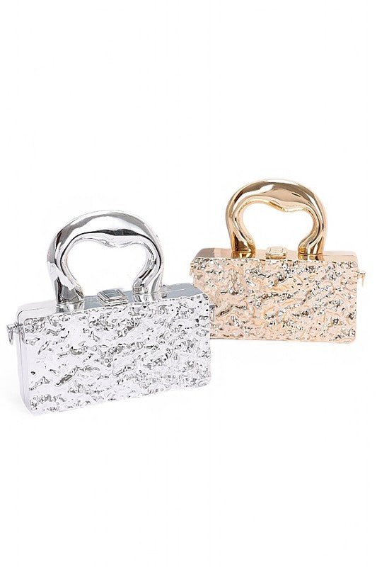 Metallic Top Handle Acrylic Box Clutch Bag - Blu Lotus Boutique