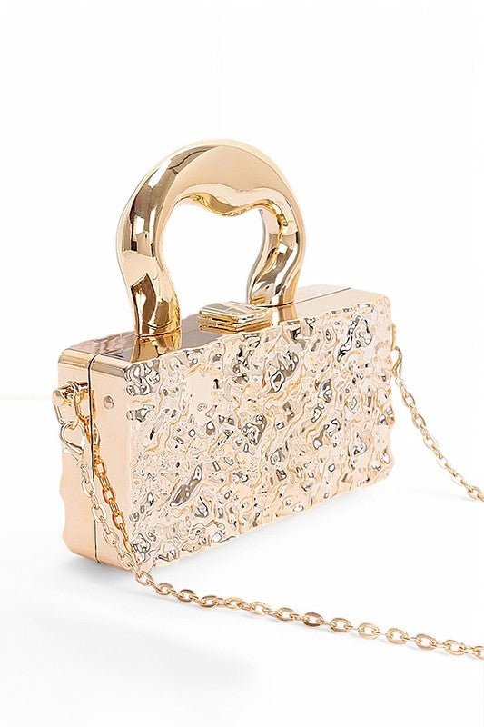 Metallic Top Handle Acrylic Box Clutch Bag - Blu Lotus Boutique
