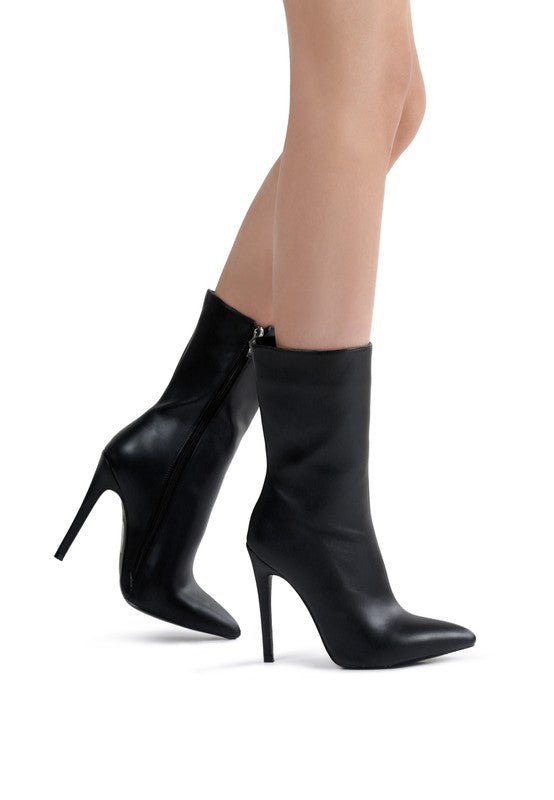 MICAH POINTED STILETTO HIGH ANKLE BOOTS - Blu Lotus Boutique