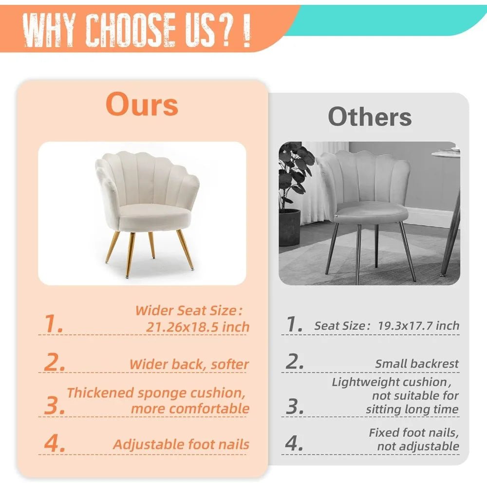 Mid Century Velvet Living Room Chair Accent Chairs, Upholstered Vanity Chair for Makeup Room, Modern Barrel Arm Chair Guest - Blu Lotus Boutique