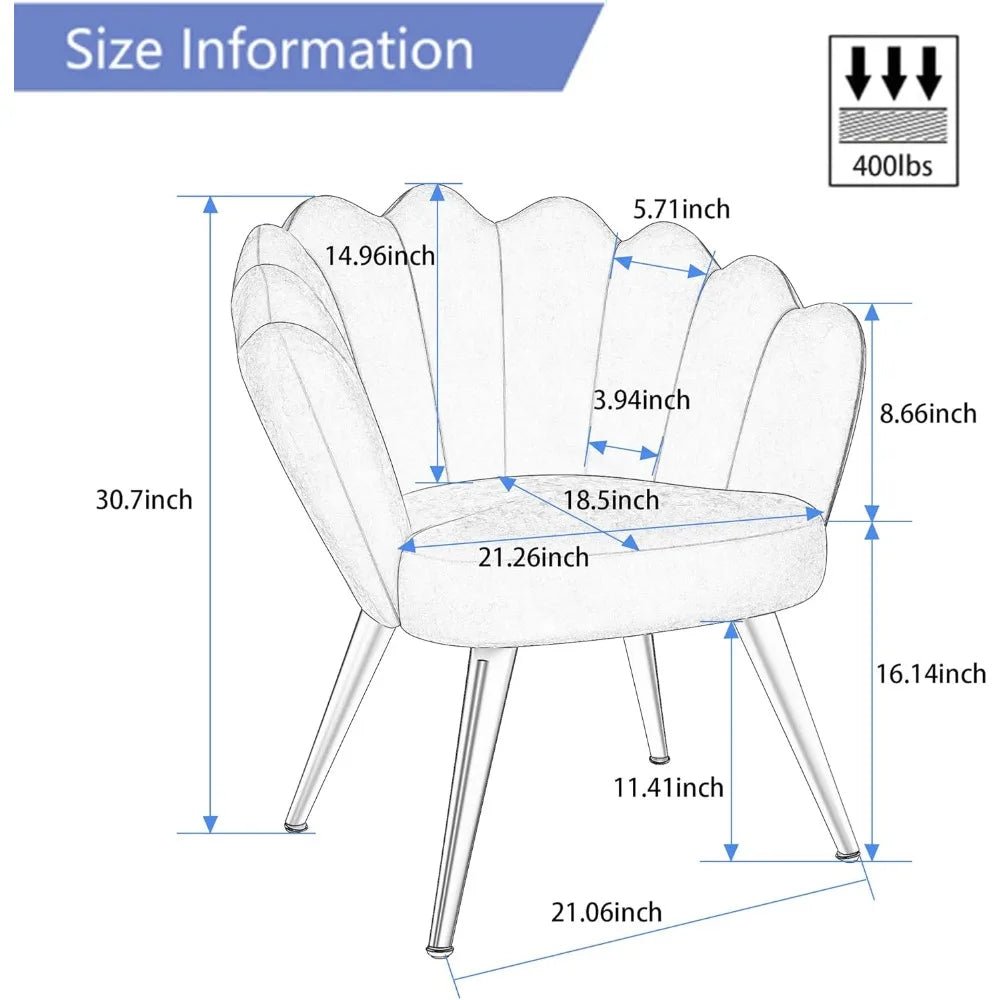 Mid Century Velvet Living Room Chair Accent Chairs, Upholstered Vanity Chair for Makeup Room, Modern Barrel Arm Chair Guest - Blu Lotus Boutique