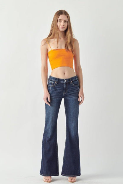 Mid Rise Stretch Super Flare Jeans - Blu Lotus Boutique