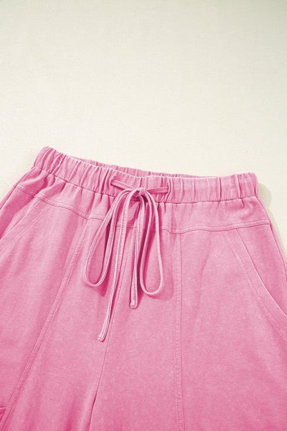 Mineral Wash Reverse Seam Drawstring Elastic Waist - Blu Lotus Boutique