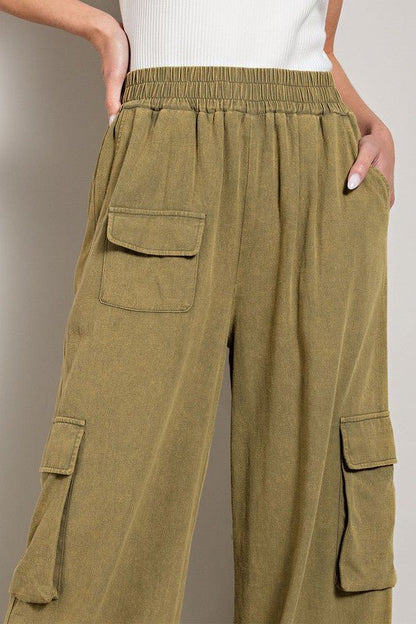Mineral Washed Cargo Pants - Blu Lotus Boutique