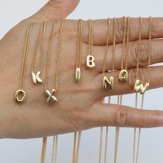 Mini Bubble Initial Letter Personalized Necklace - Blu Lotus Boutique