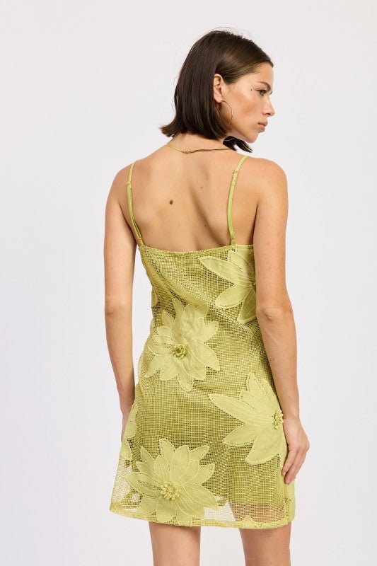 MINI FLORAL APPLIQUE DRESS - Blu Lotus Boutique