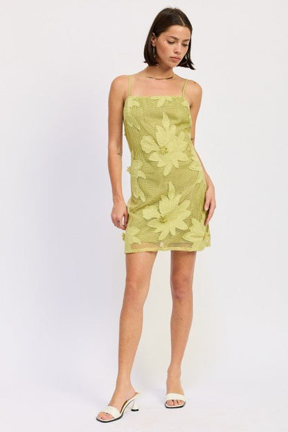 MINI FLORAL APPLIQUE DRESS - Blu Lotus Boutique