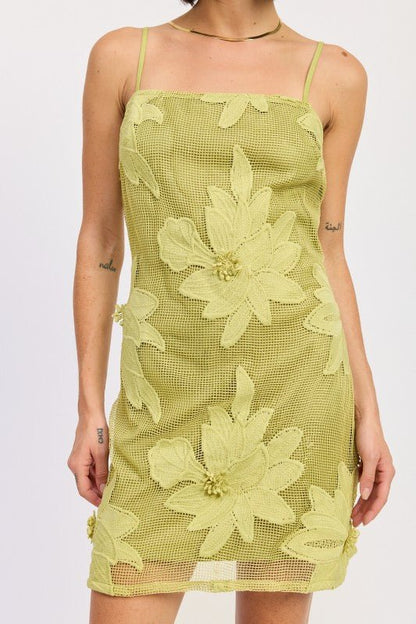 MINI FLORAL APPLIQUE DRESS - Blu Lotus Boutique