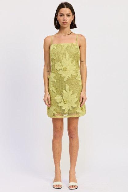 MINI FLORAL APPLIQUE DRESS - Blu Lotus Boutique