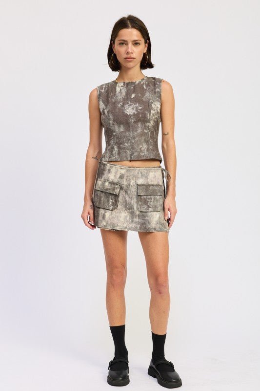 MINI LOW WAIST FRONT POCKET WRAP SKORT - Blu Lotus Boutique