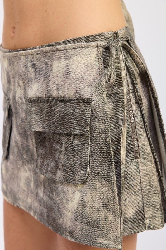 MINI LOW WAIST FRONT POCKET WRAP SKORT - Blu Lotus Boutique