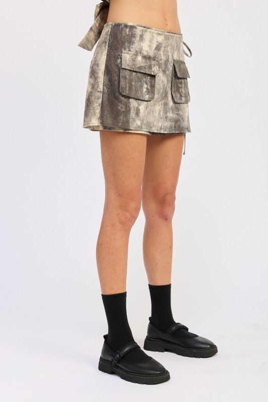 MINI LOW WAIST FRONT POCKET WRAP SKORT - Blu Lotus Boutique