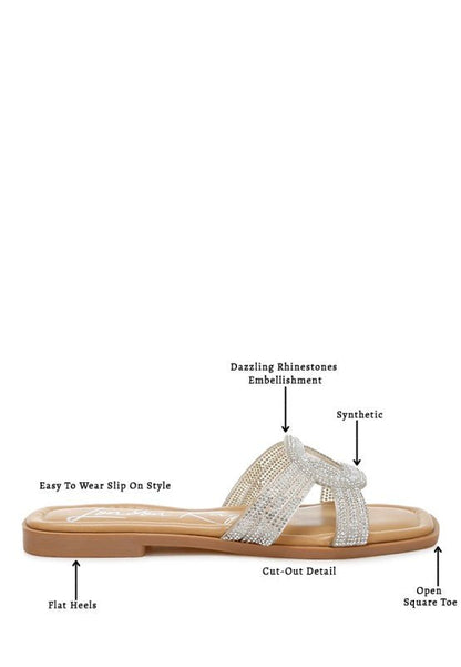 Minople Rhinestones Embellished Flat Sandals - Blu Lotus Boutique